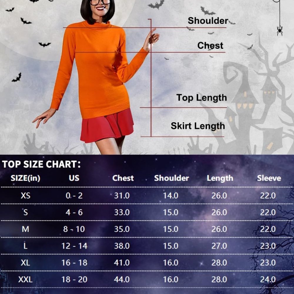 Velma Costume - Scooby-Doo Adult Size Small with wig /glasses/socks - Picture 9 of 14